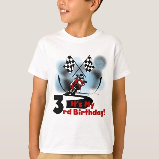 Motorfiets met 3rd Birthday-overhemden T-shirt (Voorkant)