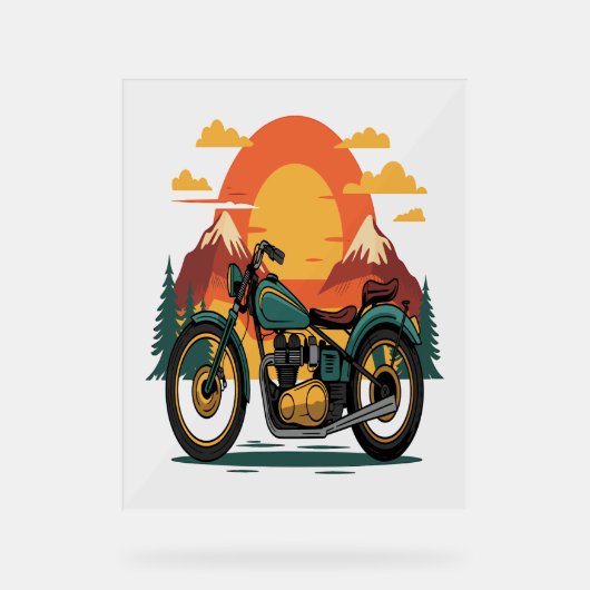 Motorfiets met Amerikaanse vlag, 4 juli Acryl Bord (Voorkant)