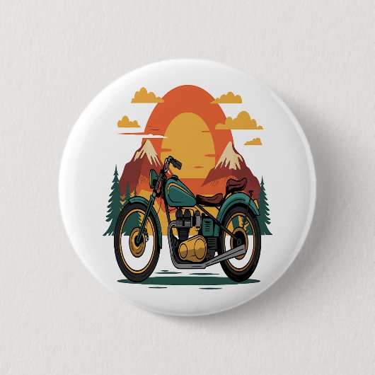 Motorfiets met Amerikaanse vlag, 4 juli Ronde Button 5,7 Cm (Voorkant)