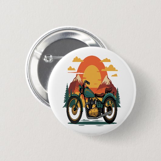 Motorfiets met Amerikaanse vlag, 4 juli Ronde Button 5,7 Cm (Voorkant /achterkant)