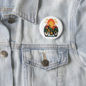 Motorfiets met Amerikaanse vlag, 4 juli Ronde Button 5,7 Cm (In situ)