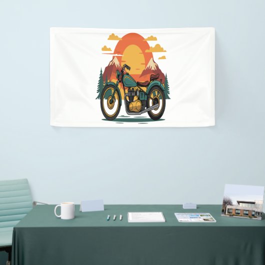 Motorfiets met Amerikaanse vlag, 4 juli Spandoek (Beurs)