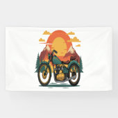 Motorfiets met Amerikaanse vlag, 4 juli Spandoek (Horizontaal)