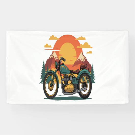 Motorfiets met Amerikaanse vlag, 4 juli Spandoek (Horizontaal)