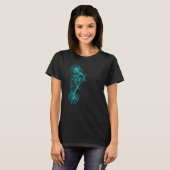  motorfiets met biekopper-Aqua-motorfiets L T-shirt (Voorkant volledig)