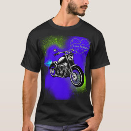 Motorfiets met Blauw & Groene Verf Splats T-Shirt