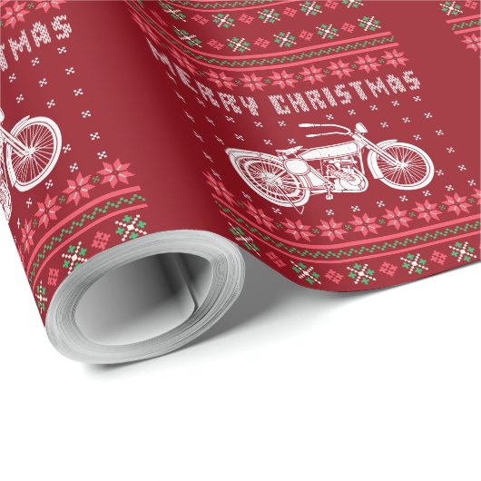  motorfiets met een lelijke kerstkeuken cadeaupapier (Rol Hoek)