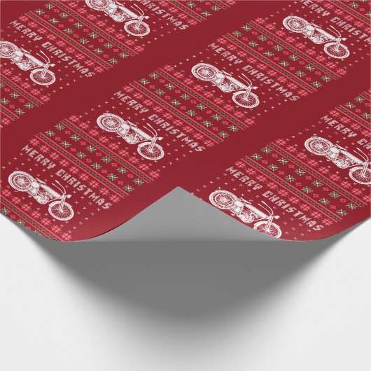  motorfiets met een lelijke kerstkeuken cadeaupapier (Hoek)
