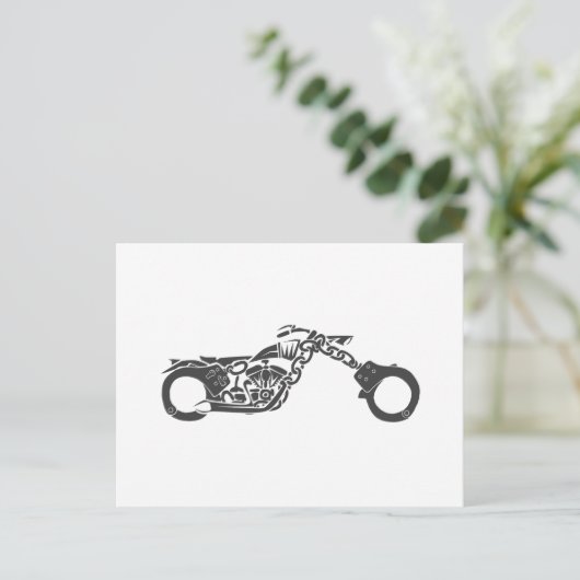 motorfiets met handboei briefkaart (Staand voorkant)