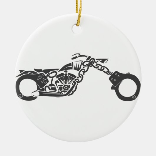 motorfiets met handboei keramisch ornament (Voorkant)