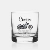 Motorfiets met huwelijk whisky glas (Voorkant)