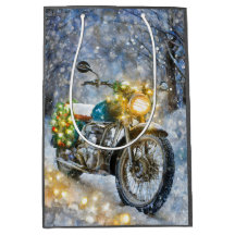 Motorfiets met kerstverlichting