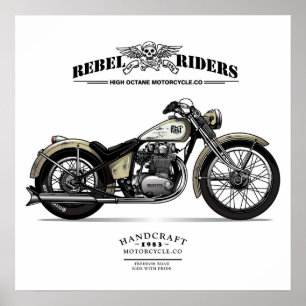 motorfiets met riemen van rebellen poster
