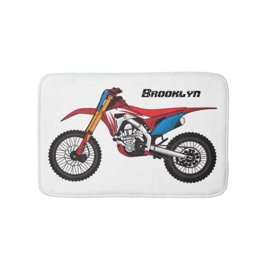 Motorfiets met rode vuilniswagen badmat (Voorkant)