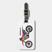 Motorfiets met rode vuilniswagen bagagelabel (Voorkant verticaal)