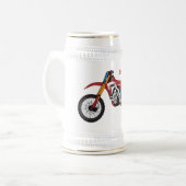 Motorfiets met rode vuilniswagen bierpul (Voorkant links)