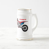 Motorfiets met rode vuilniswagen bierpul (Voorkant rechts)