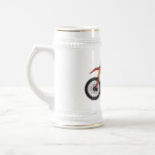Motorfiets met rode vuilniswagen bierpul (Links)