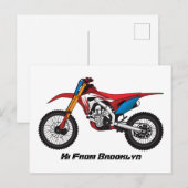 Motorfiets met rode vuilniswagen briefkaart (Voorkant / Achterkant)