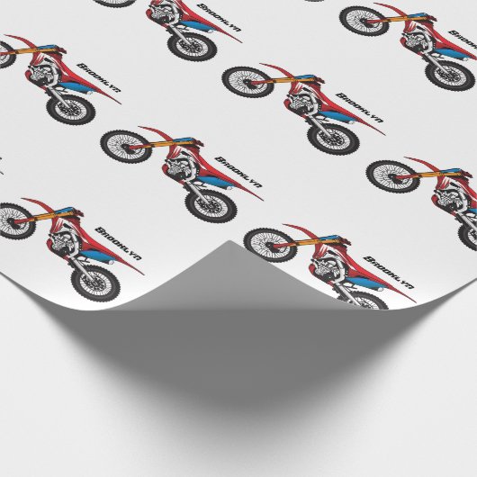 Motorfiets met rode vuilniswagen cadeaupapier (Hoek)