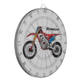 Motorfiets met rode vuilniswagen dartbord (Voorkant Links)