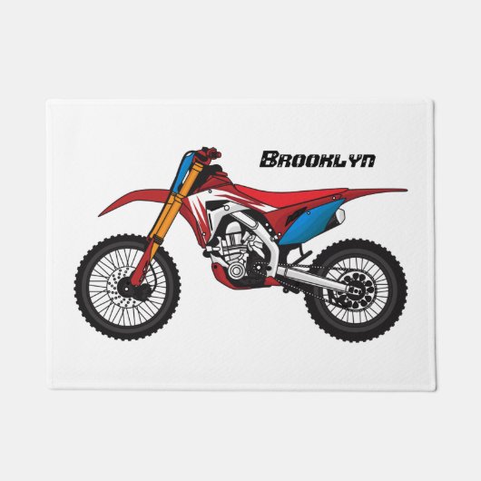 Motorfiets met rode vuilniswagen deurmat (Voorkant)