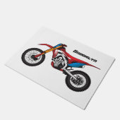 Motorfiets met rode vuilniswagen deurmat (Schuin)