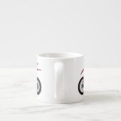 Motorfiets met rode vuilniswagen espresso kop (Achterkant)