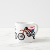 Motorfiets met rode vuilniswagen espresso kop (Voorkant rechts)