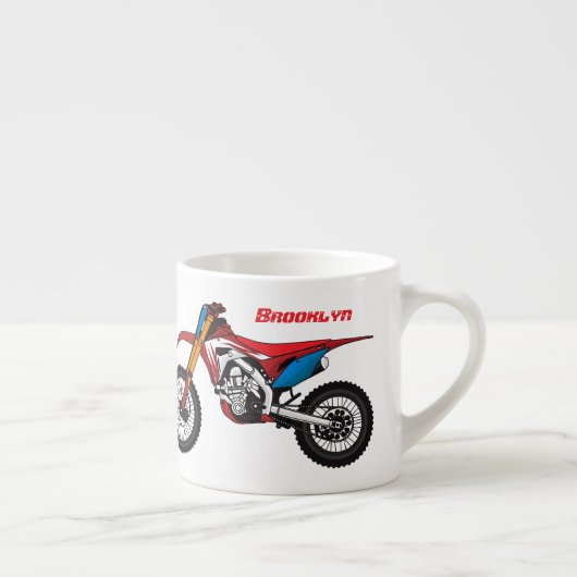 Motorfiets met rode vuilniswagen espresso kop (Rechts)