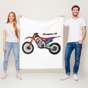 Motorfiets met rode vuilniswagen fleece deken