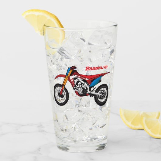Motorfiets met rode vuilniswagen glas (Voorkant ijs)