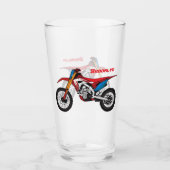 Motorfiets met rode vuilniswagen glas (Voorkant)