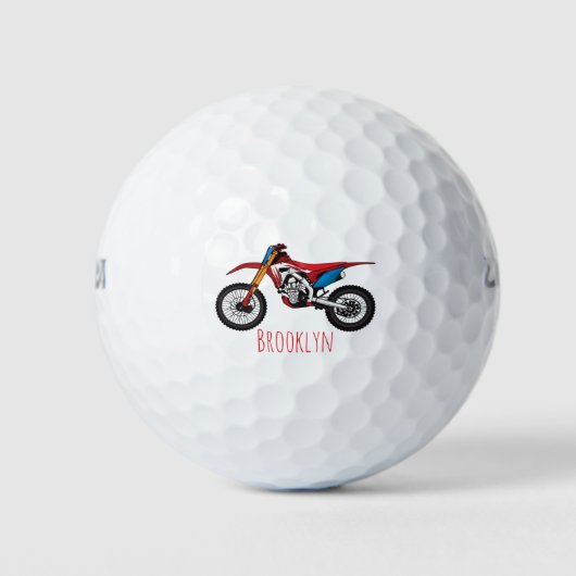 Motorfiets met rode vuilniswagen golfballen (Voorkant)