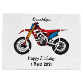 Motorfiets met rode vuilniswagen groot cadeauzakje (Achterkant)