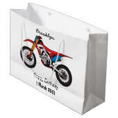 Motorfiets met rode vuilniswagen groot cadeauzakje (Voorkant Gekanteld)