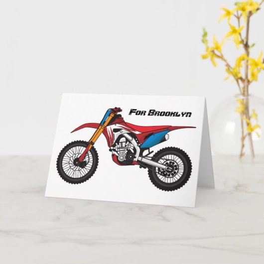 Motorfiets met rode vuilniswagen kaart (Gele Bloem)