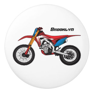 Motorfiets met rode vuilniswagen keramische knop