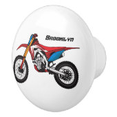 Motorfiets met rode vuilniswagen keramische knop (Rechts)