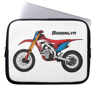 Motorfiets met rode vuilniswagen laptop sleeve