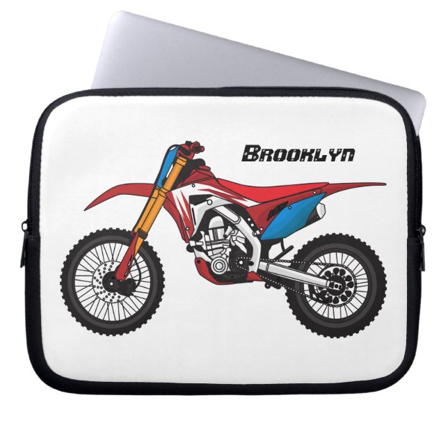 Motorfiets met rode vuilniswagen laptop sleeve (Voorkant)
