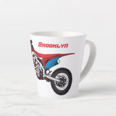 Motorfiets met rode vuilniswagen latte mok (Rechterhoek)