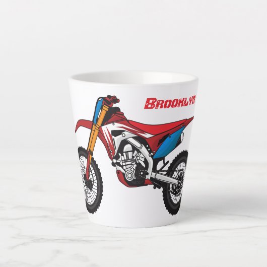 Motorfiets met rode vuilniswagen latte mok (Voorkant)