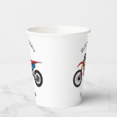 Motorfiets met rode vuilniswagen papieren bekers (Links)