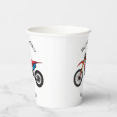 Motorfiets met rode vuilniswagen papieren bekers (Rechts)