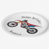 Motorfiets met rode vuilniswagen papieren bordje (Gekanteld)