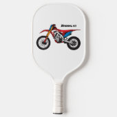 Motorfiets met rode vuilniswagen pickleball paddle (Achterkant)