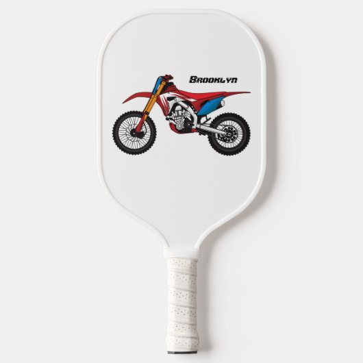 Motorfiets met rode vuilniswagen pickleball paddle (Voorkant)