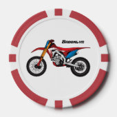 Motorfiets met rode vuilniswagen poker chips (Voorkant)