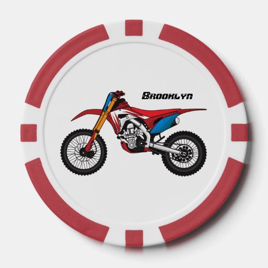Motorfiets met rode vuilniswagen poker chips (Voorkant)